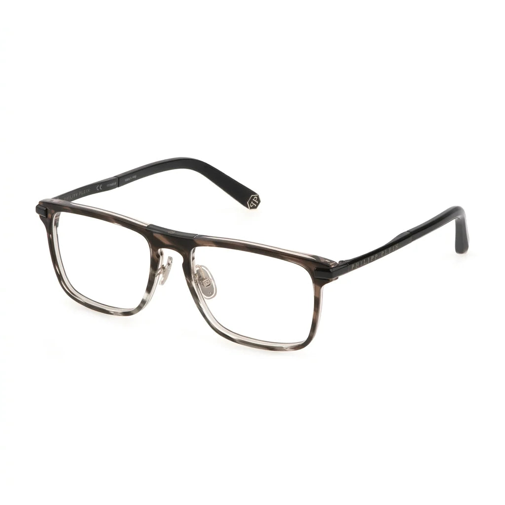 Philipp Plein Men's Plein First Love VPP019M 0XAS Striped Brown / Grey Eyeglasses