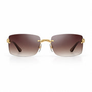 Cartier Panthère de C Unisex Rectangular Rimless Gradient Brown Sunglasses