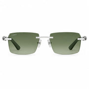 Cartier Décor C de Men Rimless Rectangular Green Wood Temples Green Gradient Sunglasses