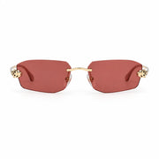  Cartier Panthère de C Unisex Rimless Rectangular Red Sunglasses