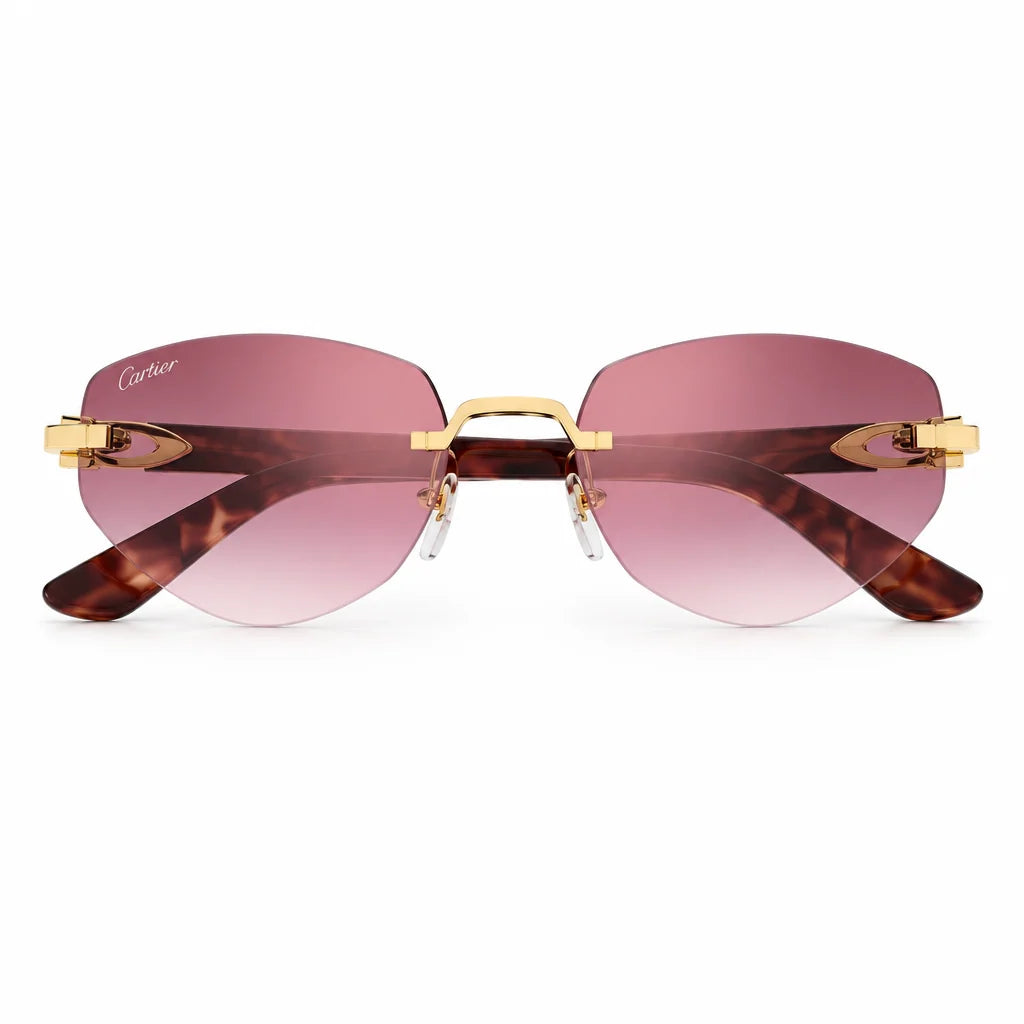 Cartier C Décor Women Geometric Frame Pink Sunglasses