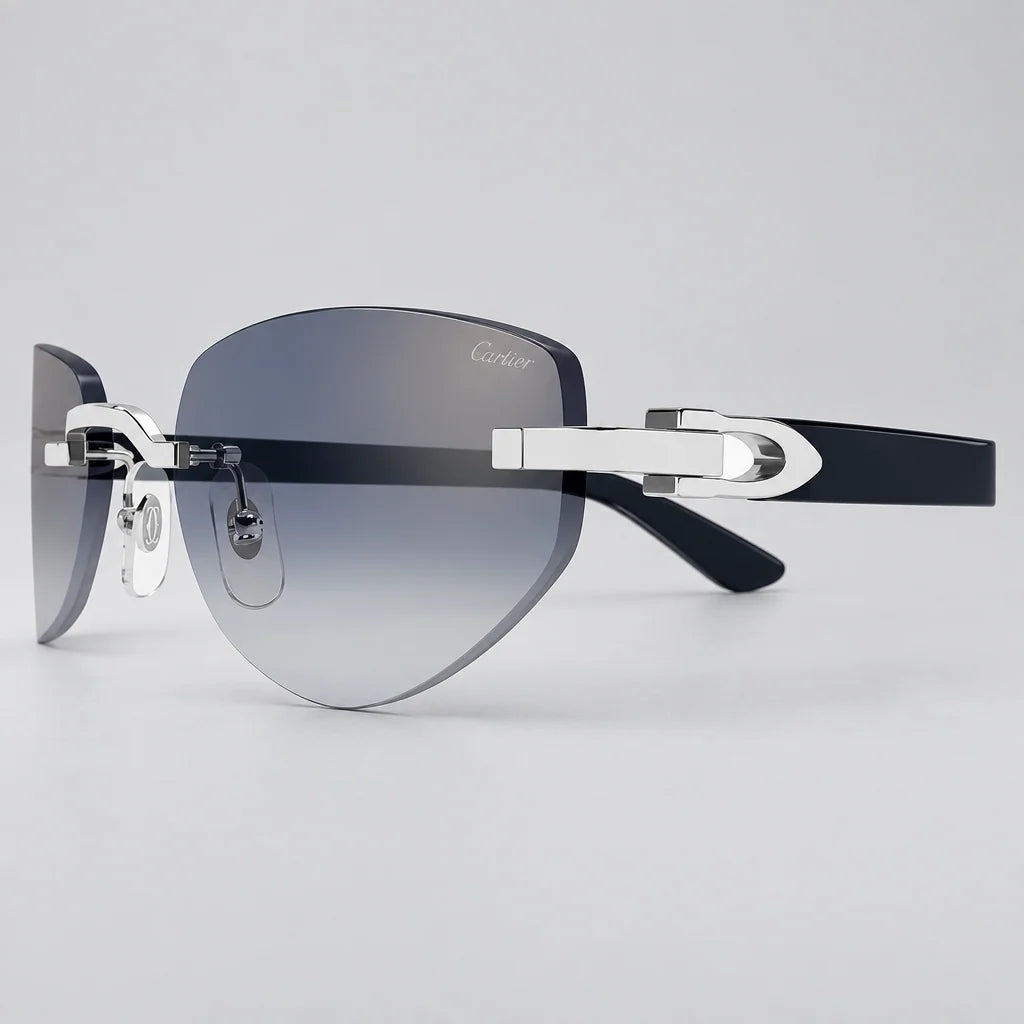 Cartier C Décor Geometric Frame Blue Sunglasses