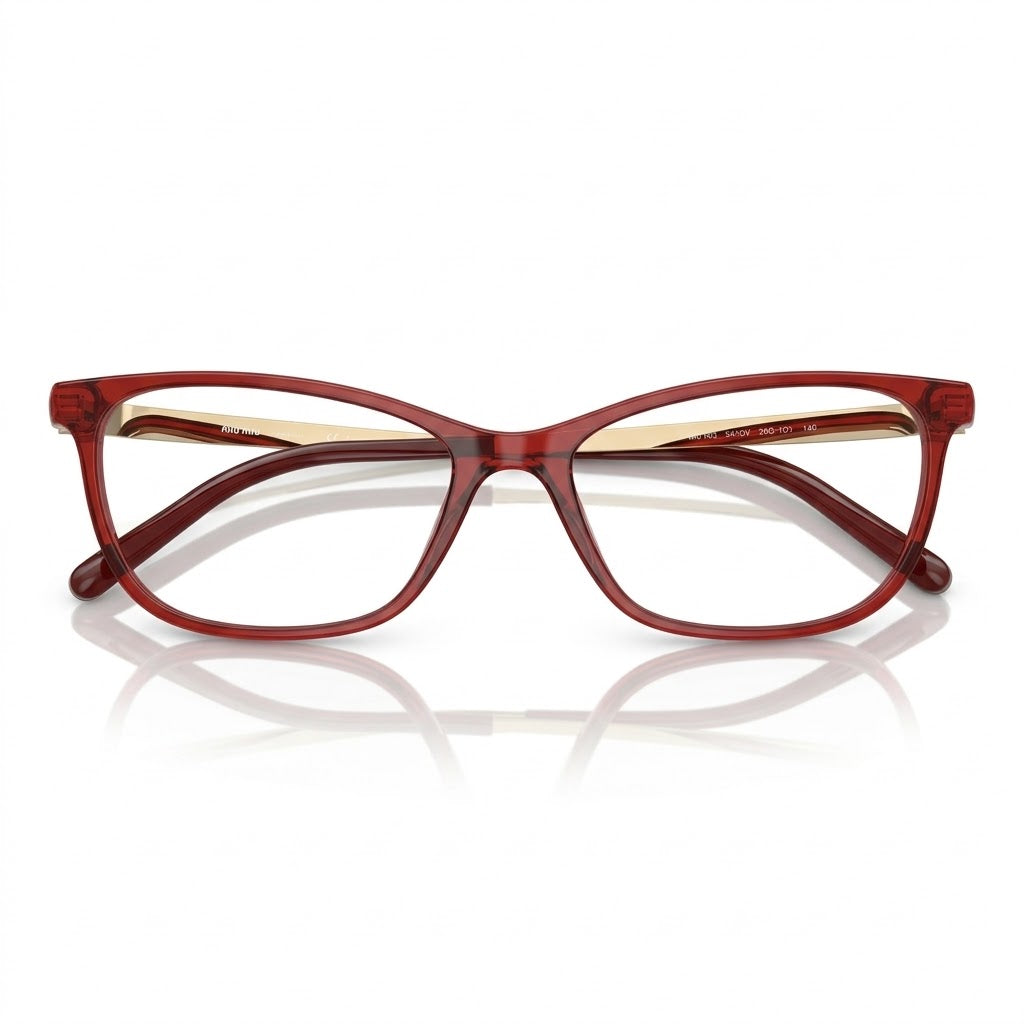 Miu Miu Women Transparent Cherry Red / Gold Optical Glasses