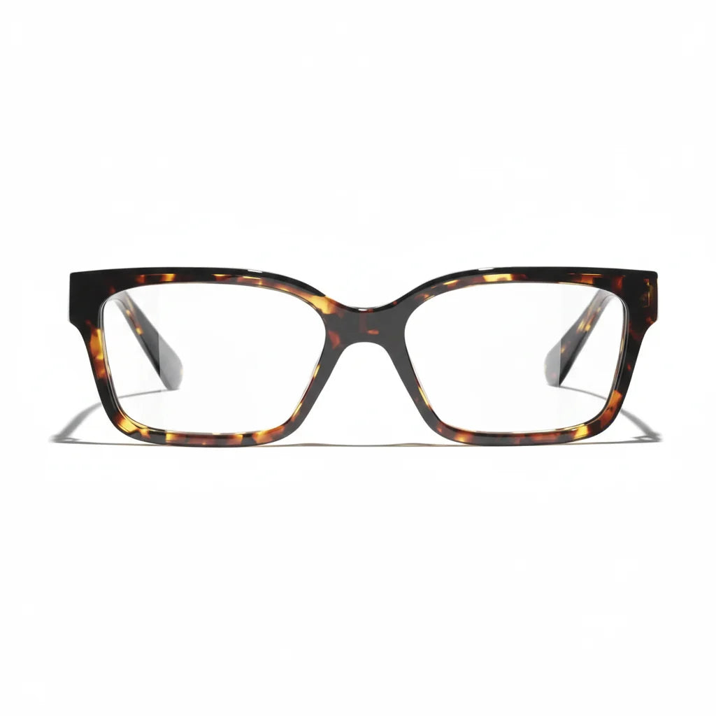 Chanel Women Rectangular Tortoise Eyeglasses
