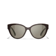 Chanel Women Butterfly Dark Burgundy Grey Gradient Sunglasses