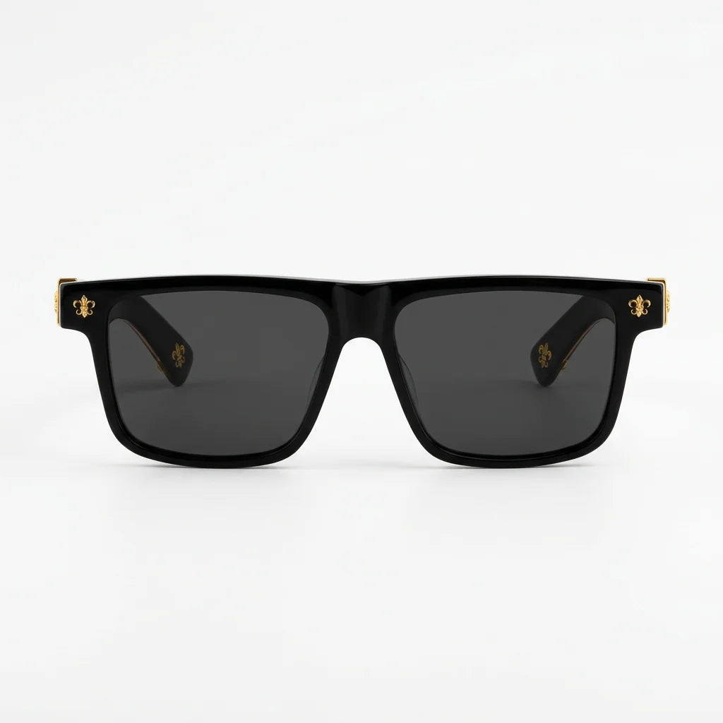 Chrome Hearts Unisex Box Lunch-A 1854 Black & Gold Gothic Sunglasses
