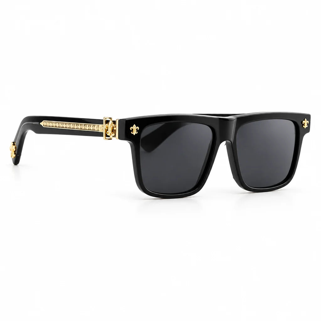 Chrome Hearts Unisex Box Lunch-A 1854 Black & Gold Gothic Sunglasses