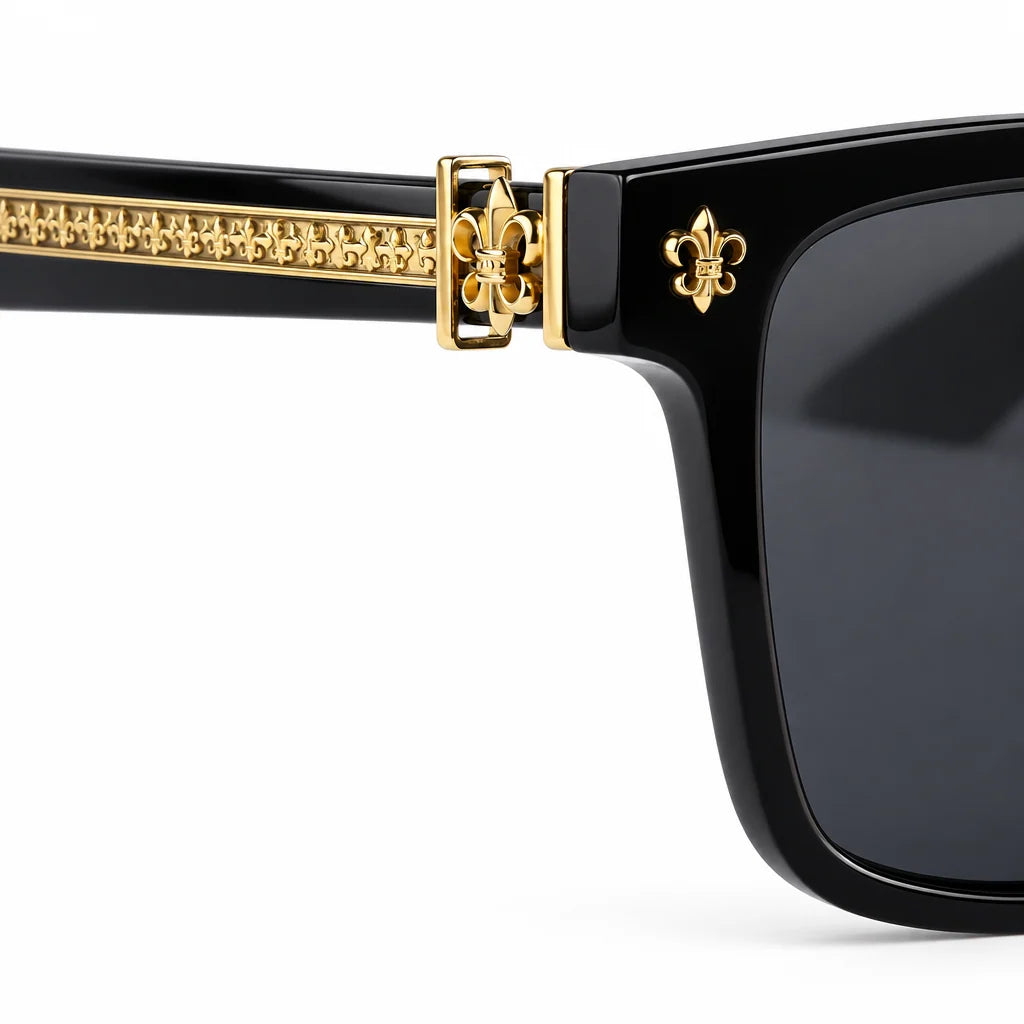 Chrome Hearts Unisex Box Lunch-A 1854 Black & Gold Gothic Sunglasses