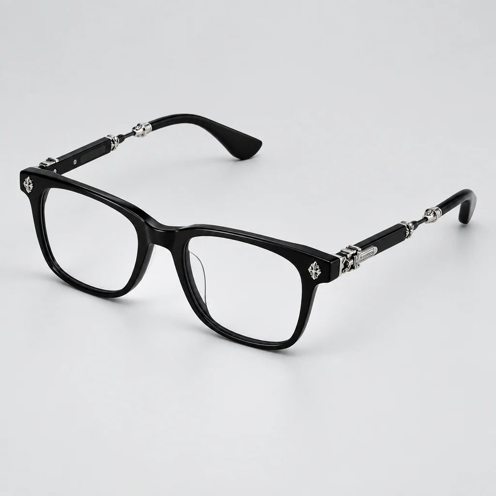 Chrome Hearts Call Melice 1141 Unisex Matte Black Square Rectangular Optical Glasses