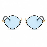 Chrome Hearts Diamond Dog 1410 Unisex Gold Light Blue Diamond Sunglasses