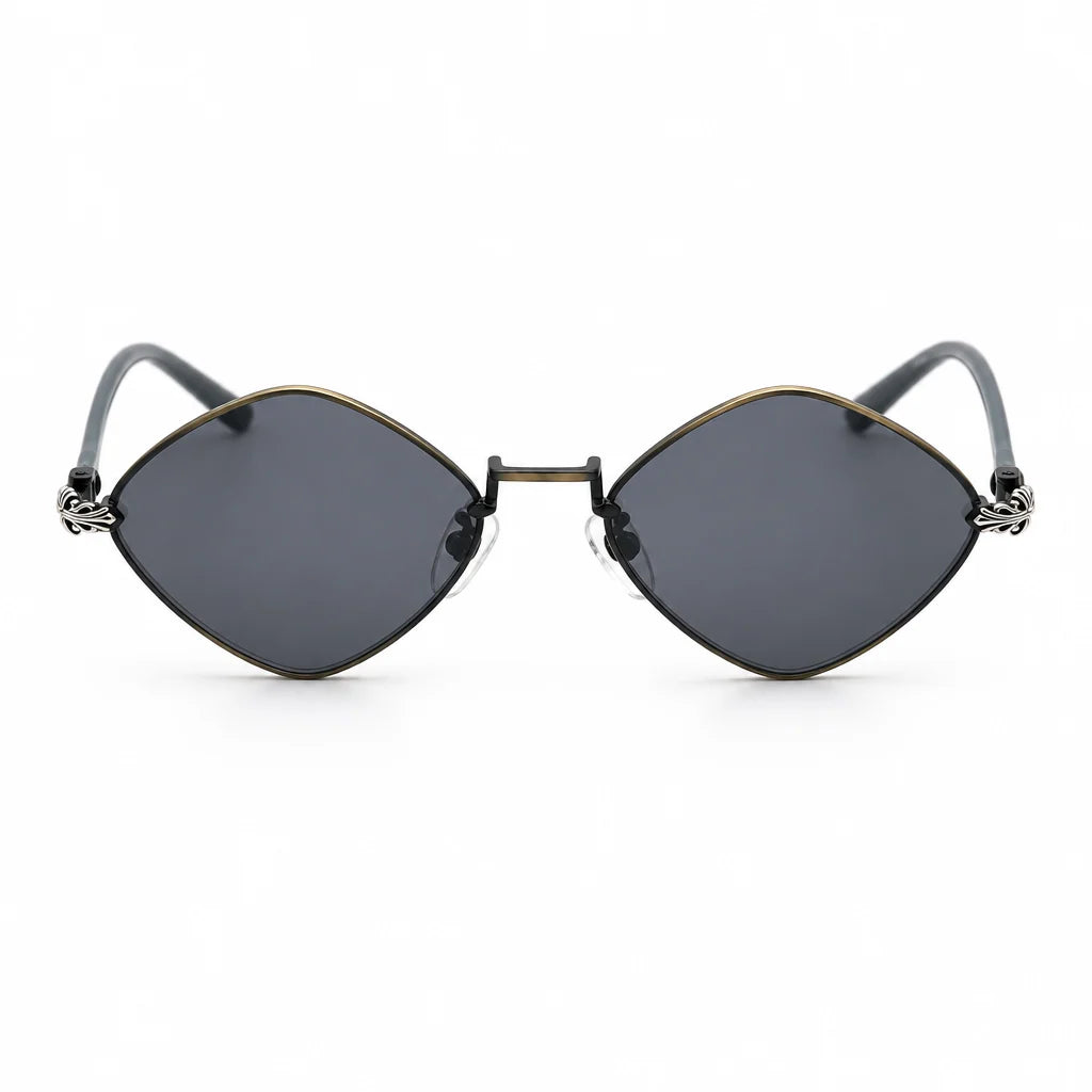 Chrome Hearts Diamond Dog 1412 Unisex Black Dark Grey Oval Diamond Sunglasses