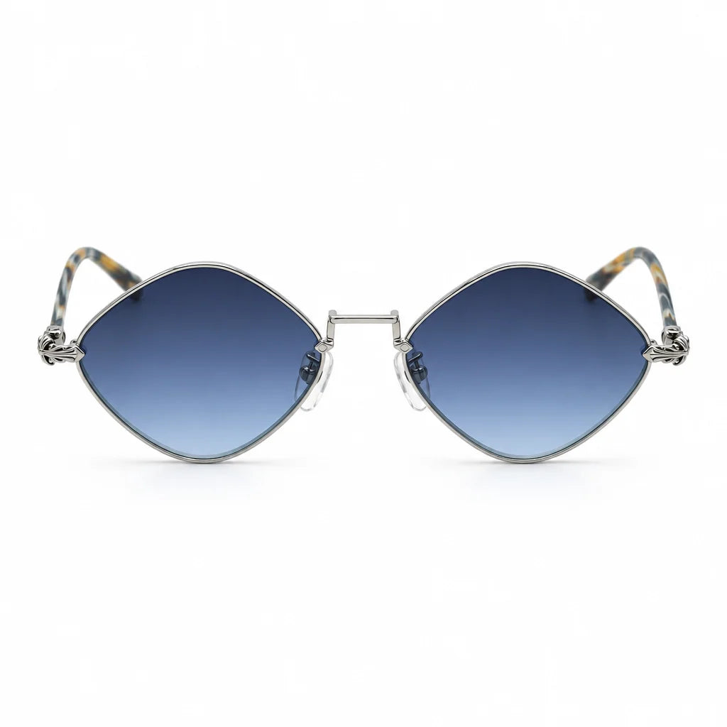 Chrome Hearts Diamond Dog 1413 Unisex Silver Grey Oval Diamond Sunglasses=
