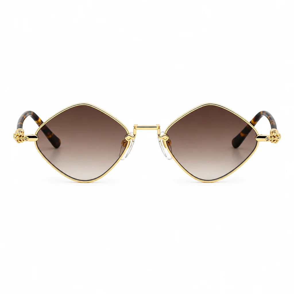 Chrome Hearts Diamond Dog 2157 Unisex Gold & Tortoiseshell Diamond Sunglasses