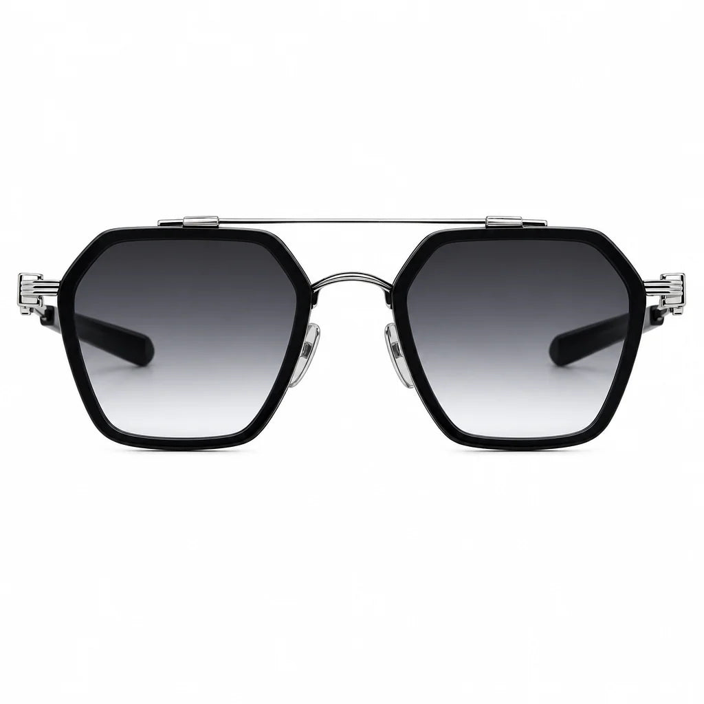 Chrome Hearts Hotation 2632 Unisex Matte Black & Silver Gothic Geometric Sunglasses