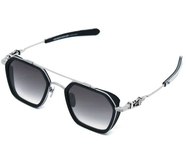 Chrome Hearts Hotation 2632 Unisex Matte Black & Silver Gothic Geometric Sunglasses
