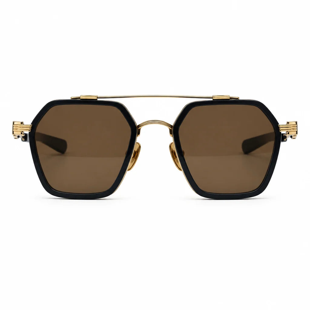Chrome Hearts Hotation 2633 Unisex Matte Black & Gold Gothic Geometric Sunglasses