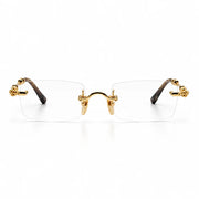 Exclusive Chrome Hearts Pills III Gold Titanium Rimless Square Glasses
