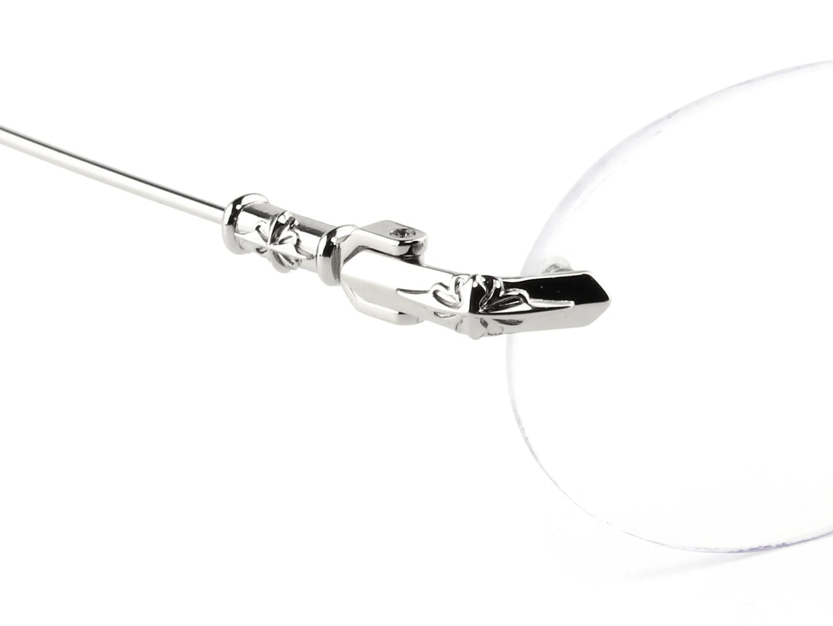 Chrome Hearts Pills I 1915 Unisex Silver Rimless Oval Optical Glasses