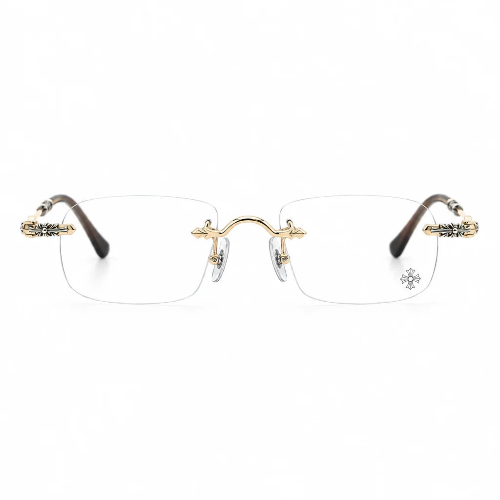 Chrome Hearts Pills III Sterling Titanium Rimless Square Glasses