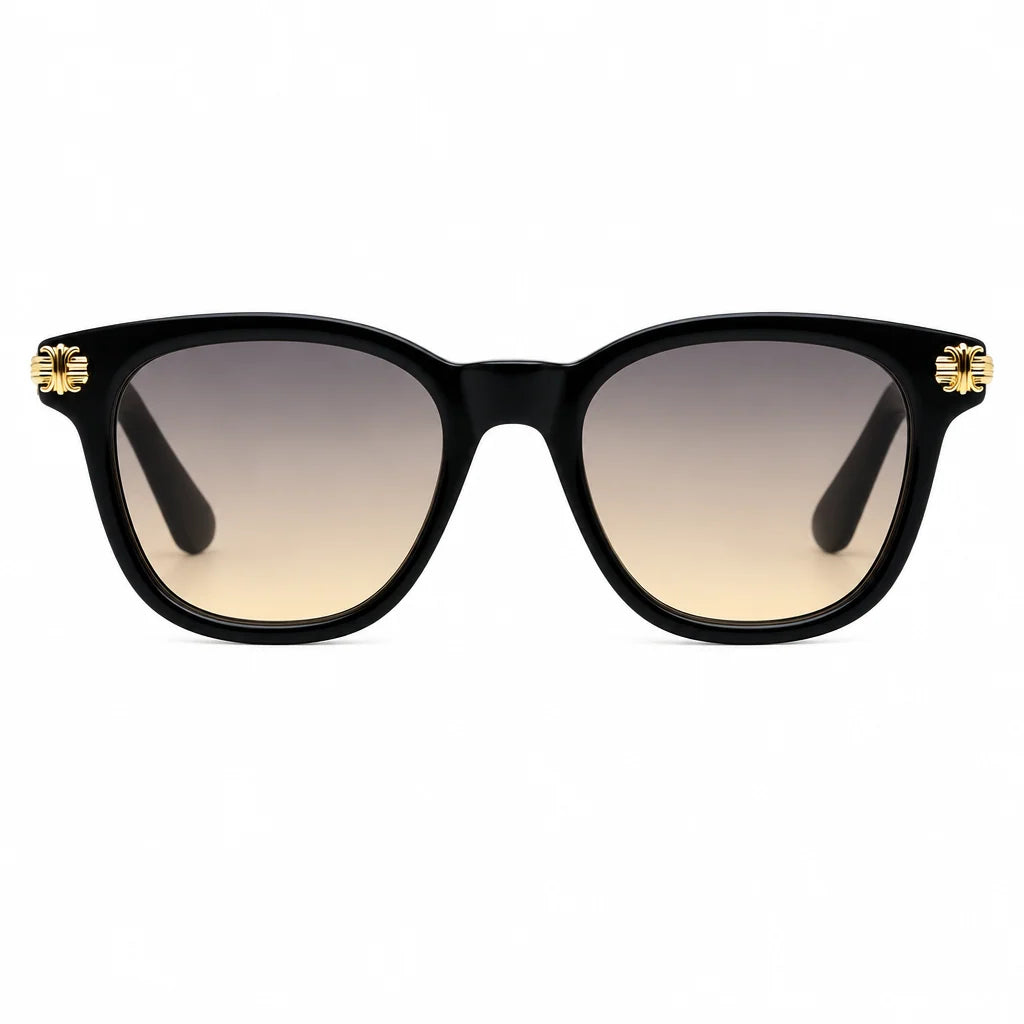 Chrome Hearts Smoke Show 3358 Unisex Gold & Black Gothic Round Rectangular Sunglasses
