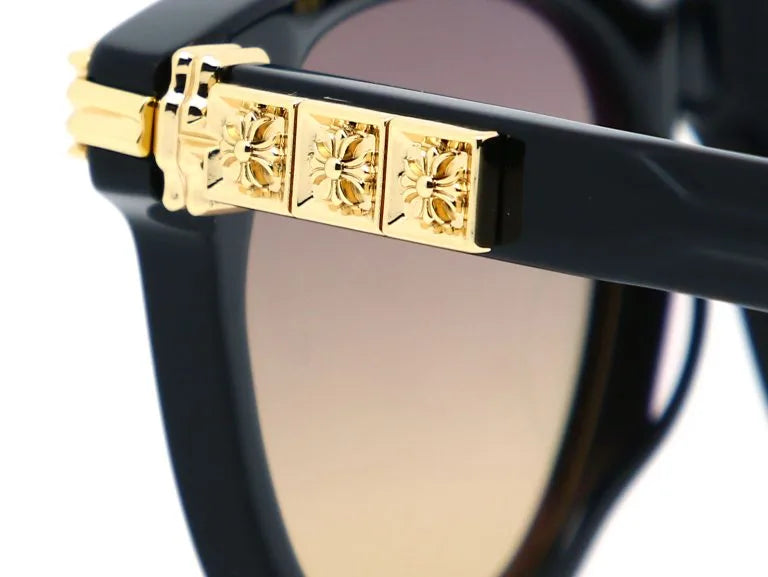 Chrome Hearts Smoke Show 3358 Unisex Gold & Black Gothic Round Rectangular Sunglasses