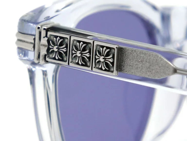 Chrome Hearts Smoke Show 3360 Unisex Clear Crystal & Silver Gothic Round, Rectangular Sunglasses