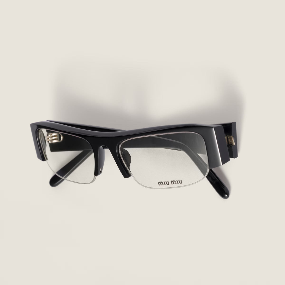 Miu Miu Vedette Women Blue-Light Transparent Lenses Black Sunglasses