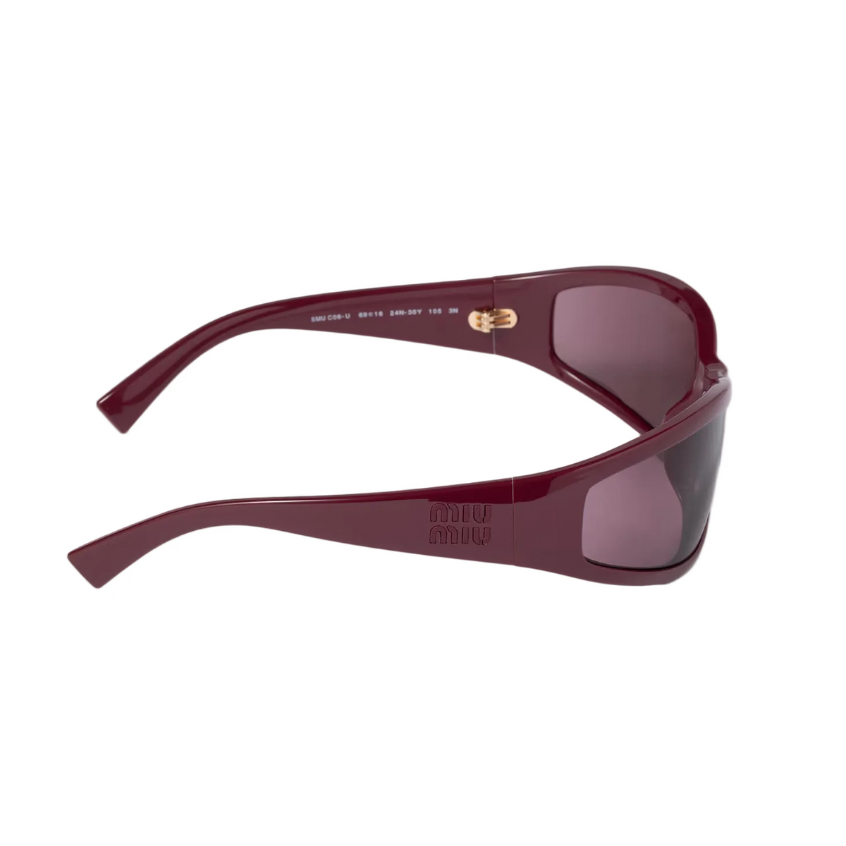 Miu Miu Eyewear Collection Women Marsala Red Wraparound Sunglasses
