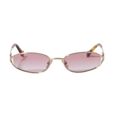 Miu Miu Women Miu Logo Pale Gold Metal Sunglasses with Gradient Pink Lenses