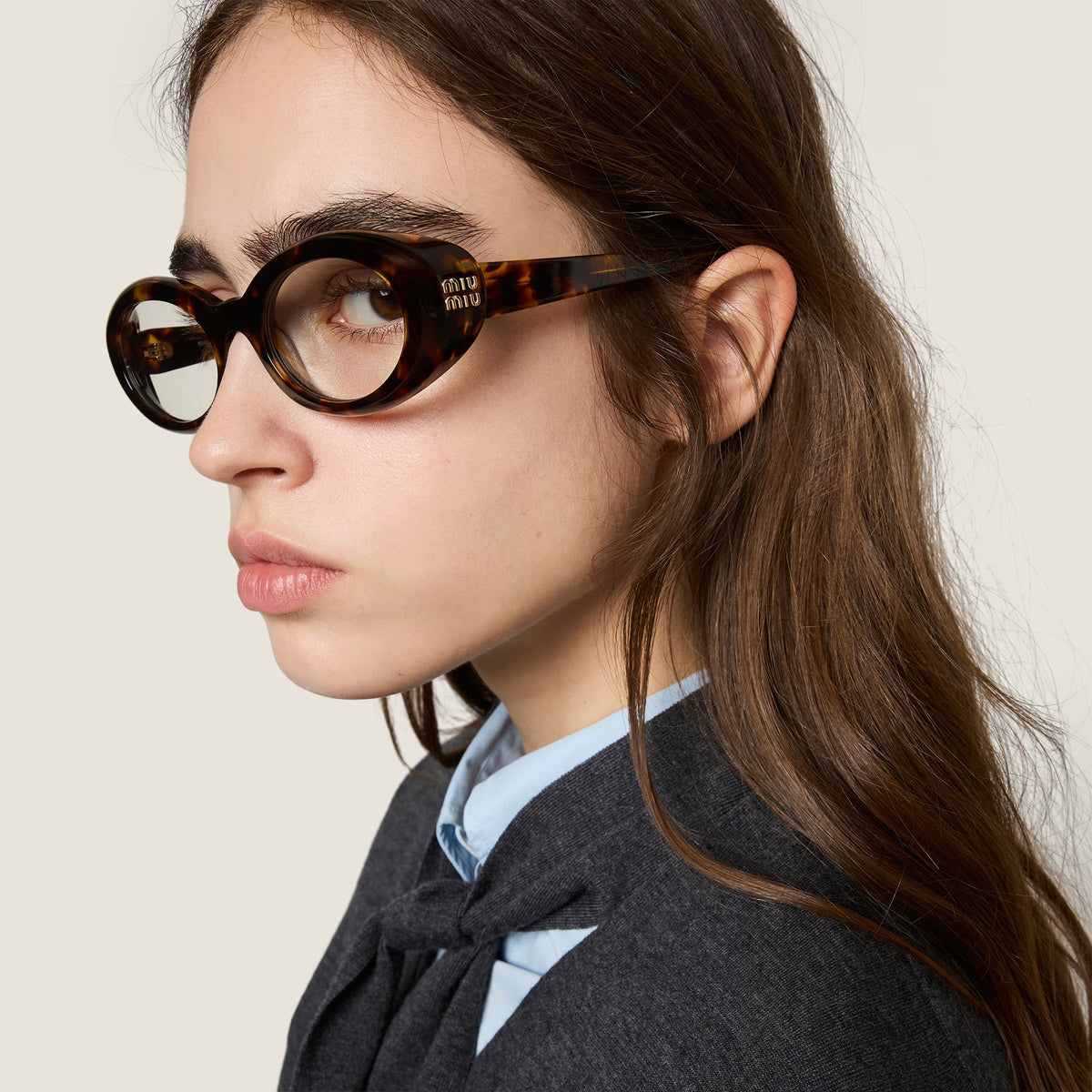 Miu Miu Women Rêverie Honey Tortoiseshell Blue-ray Transparent Sunglasses