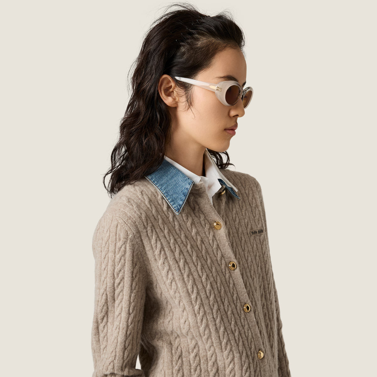 Miu Miu Women Rêverie Milky Opaline / Transparent Gray - Hay Bio Sunglasses