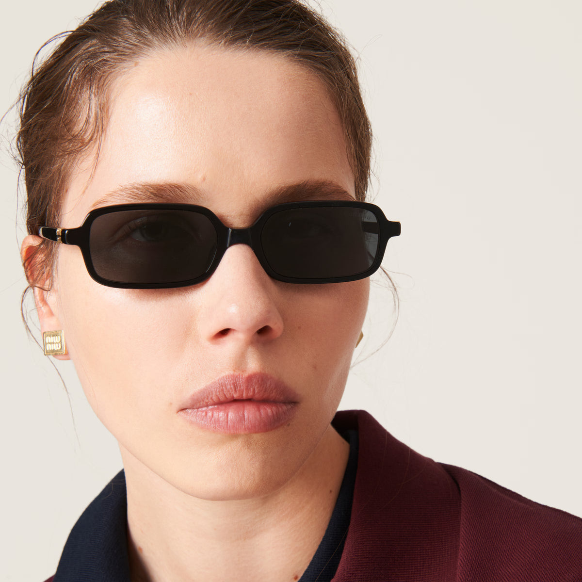Miu Miu Regard MU 11ZS Women Rectangular Black / Slate Grey  Sunglasses