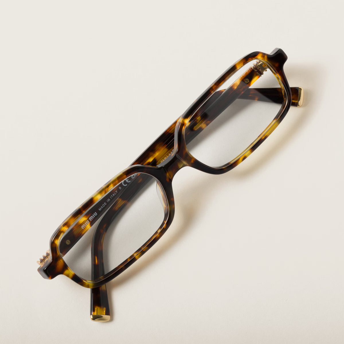 Miu Miu Regard MU 11ZS Women Rectangular Blue-ray Transparent / Tortoiseshell Sunglasses