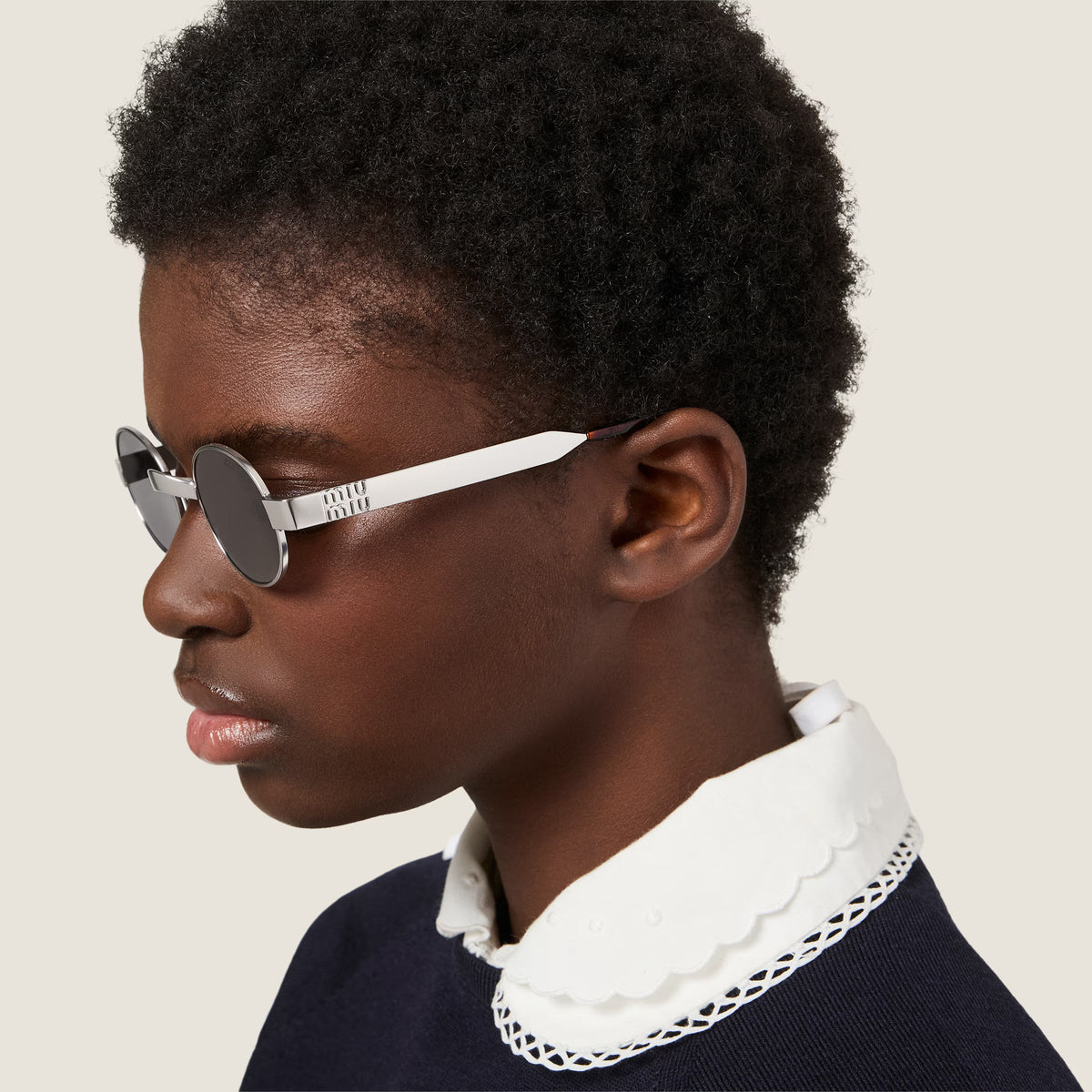 Miu Miu Envie Women MU B51S Oval Antiqued Steel / Grey Sunglasses