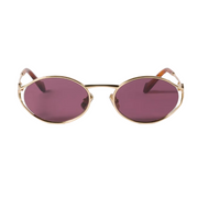 Miu Miu Women Logo Gold Oval Ruby Sunglasses 