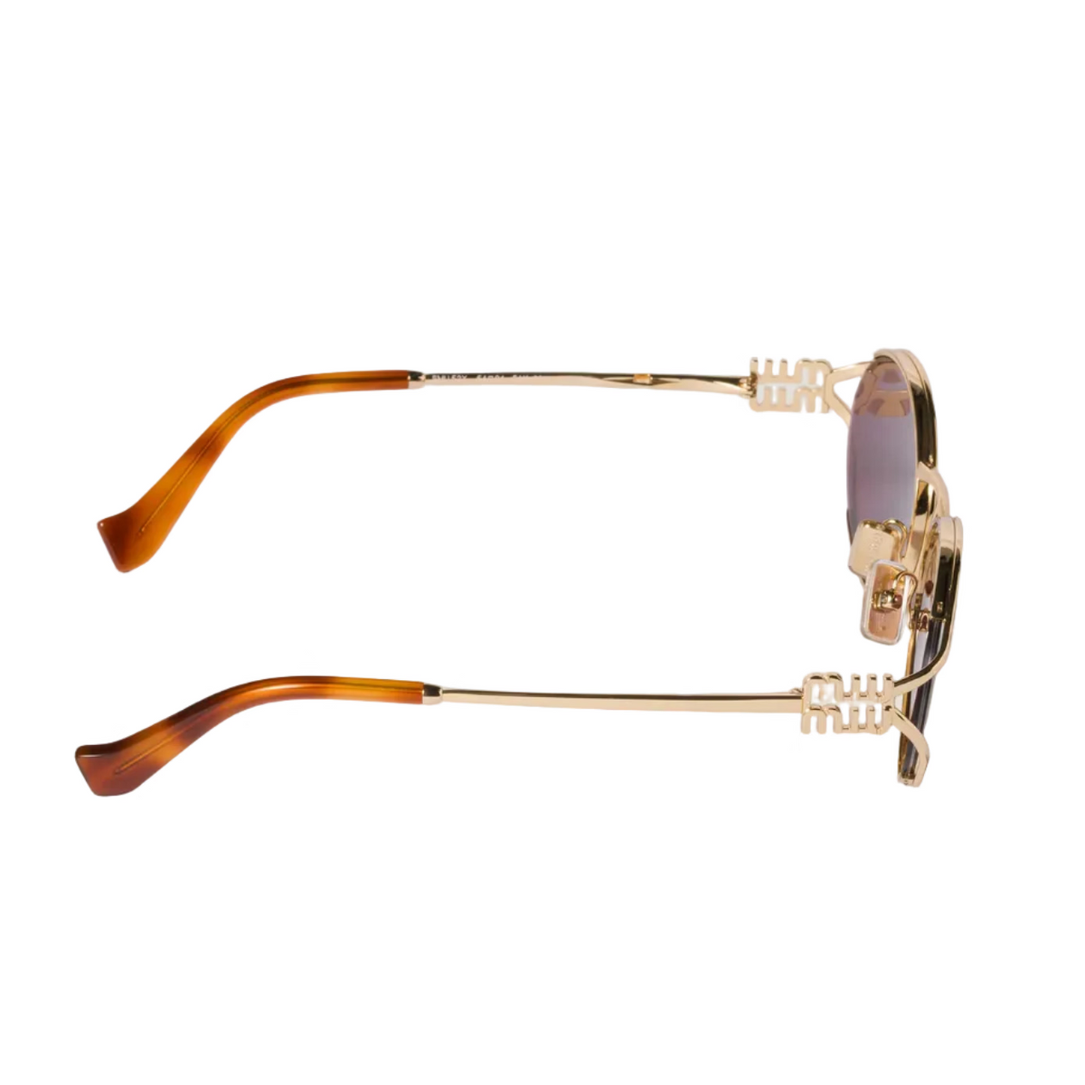 Miu Miu Women Logo Gold Oval Ruby Sunglasses