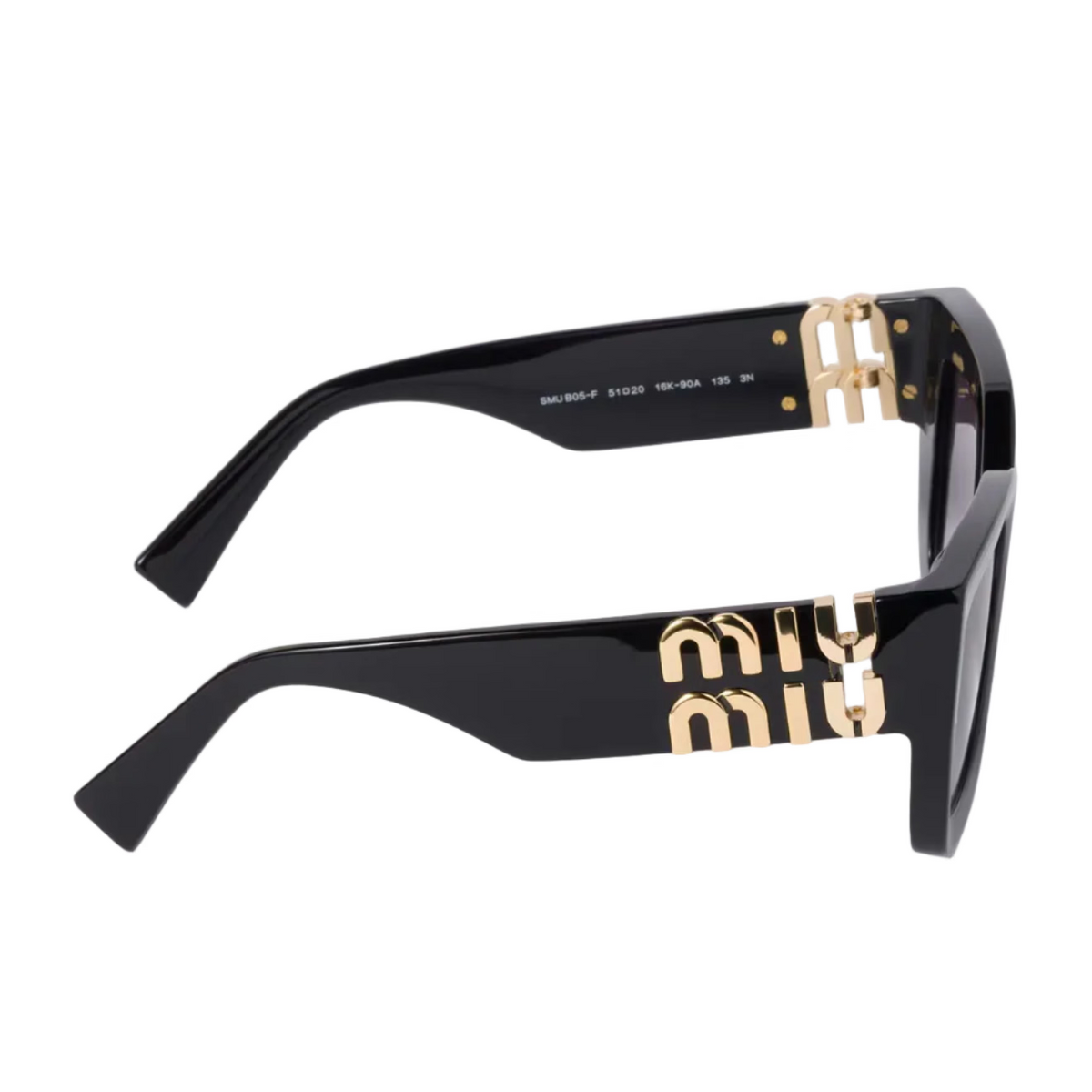 Miu Miu Women Glimpse Black Acetate Fumé Grey Shaded Sunglasses