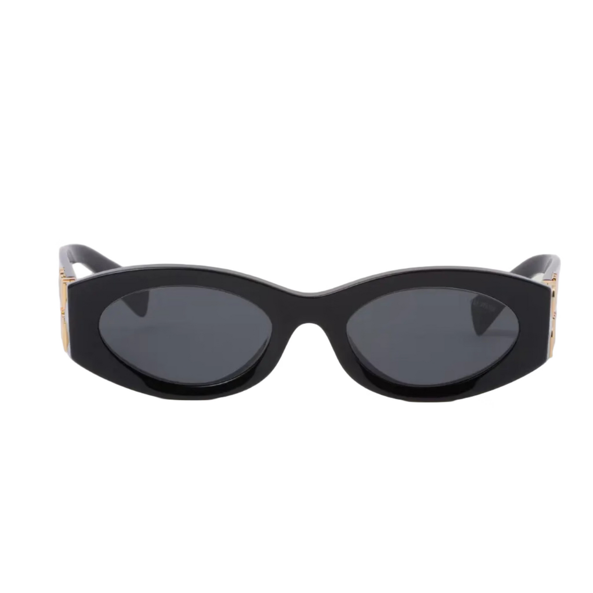 Miu Miu Women MU 11WS Glimpse Oval Black / Slate Grey Sunglasses