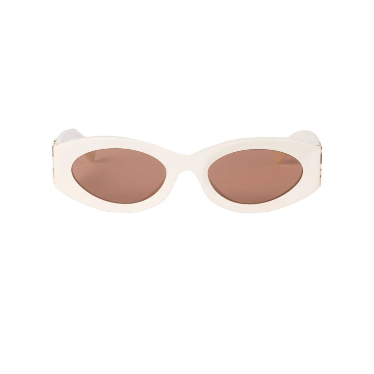 Miu Miu Women MU 11WS Glimpse Oval Milky White / Chocolate Brown Sunglasses