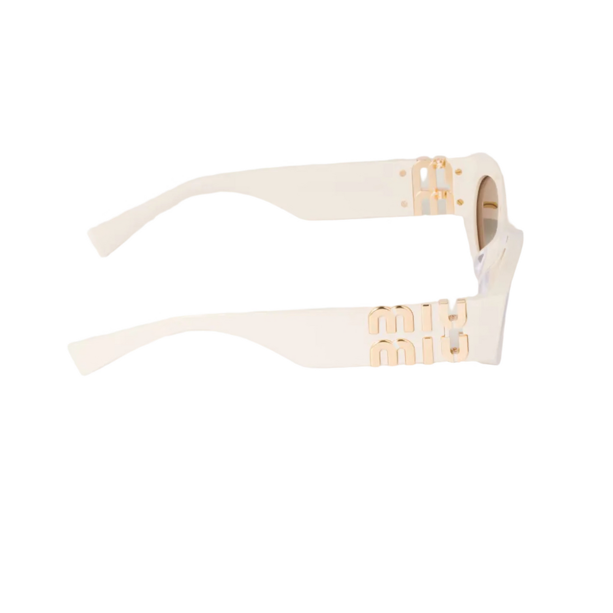 Miu Miu Women MU 11WS Glimpse Oval Milky White / Chocolate Brown Sunglasses