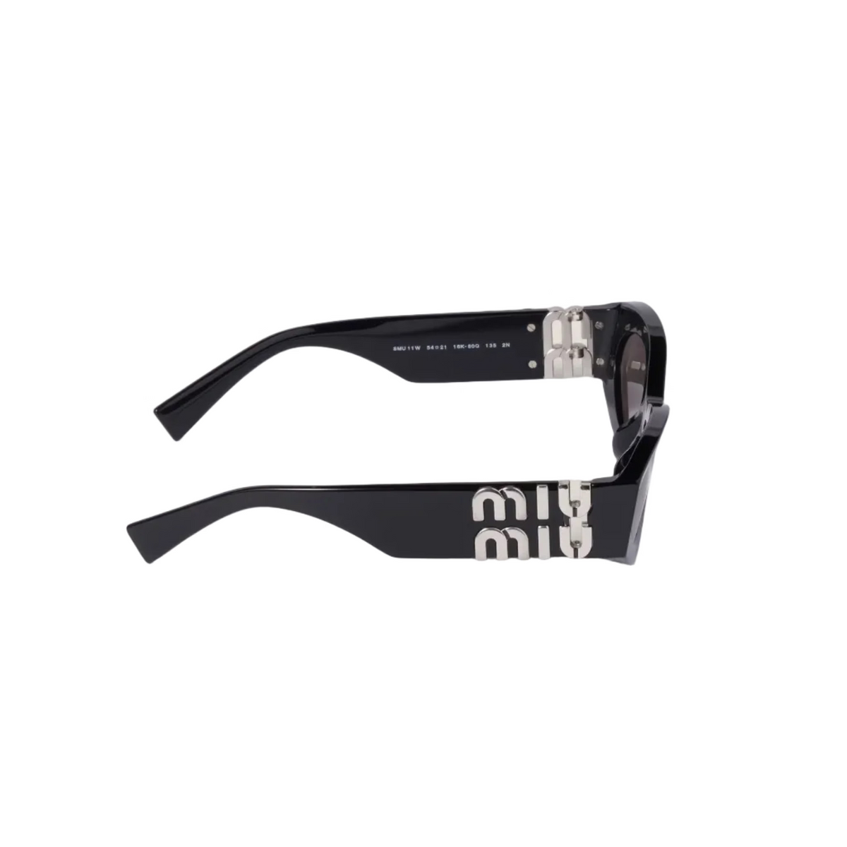 Miu Miu Women MU 11WS Glimpse Oval Black / Grey Sunglasses