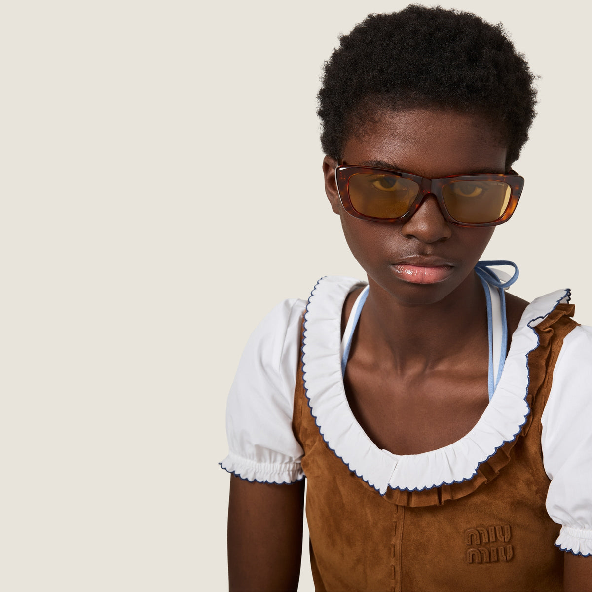 Miu Miu MU B12S Women Rectangular Tortoise / Brown Sunglasses