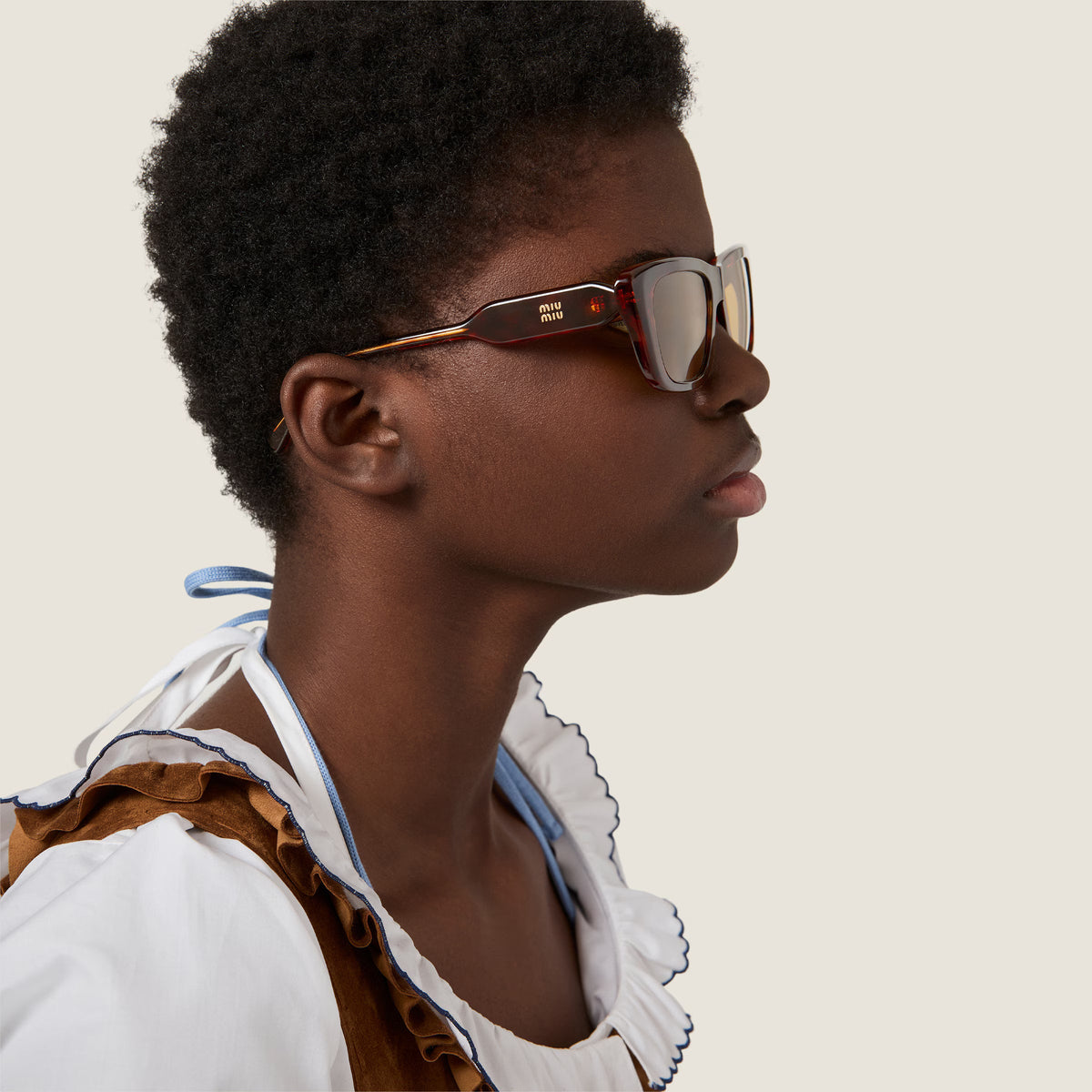 Miu Miu MU B12S Women Rectangular Tortoise / Brown Sunglasses