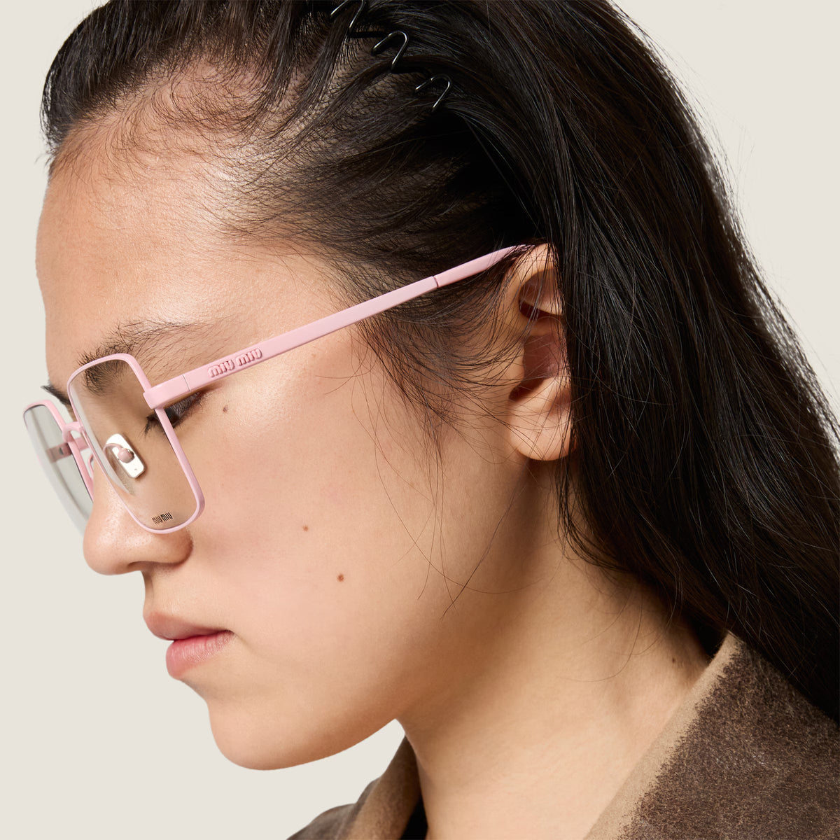 Miu Miu Runway SMUC53 Women Pink Metal Blue-ray Transparent Glasses