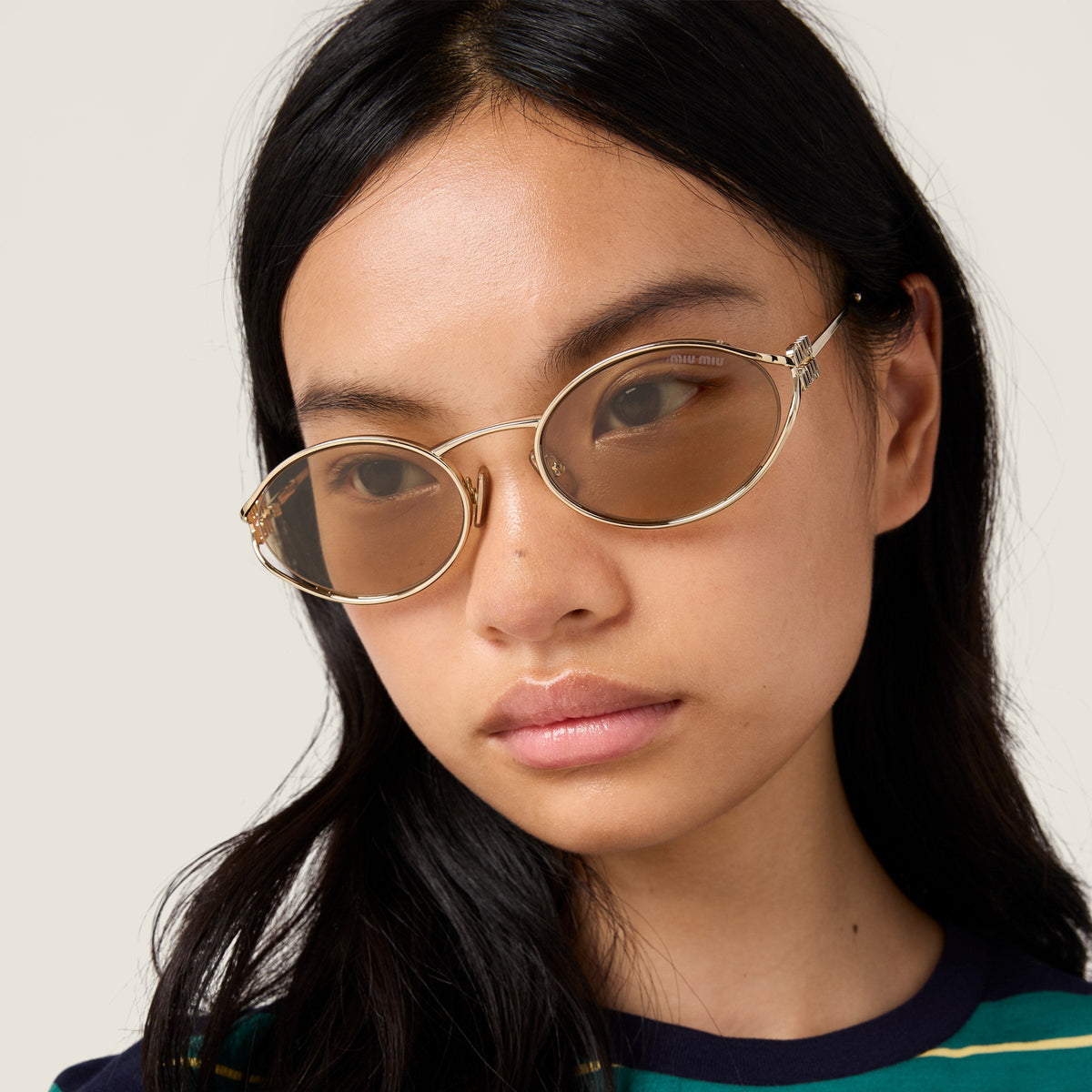 Miu Miu Women Logo Oval Camomile Sunglasses