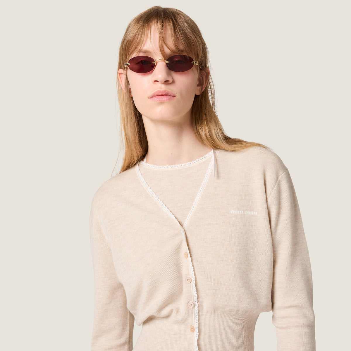 Miu Miu Women Rimless Oval Ruby Sunglasses