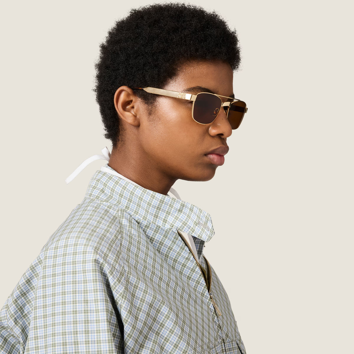 Miu Miu Women / Unisex Double-Bridge Optical Brown / Gold Glasses