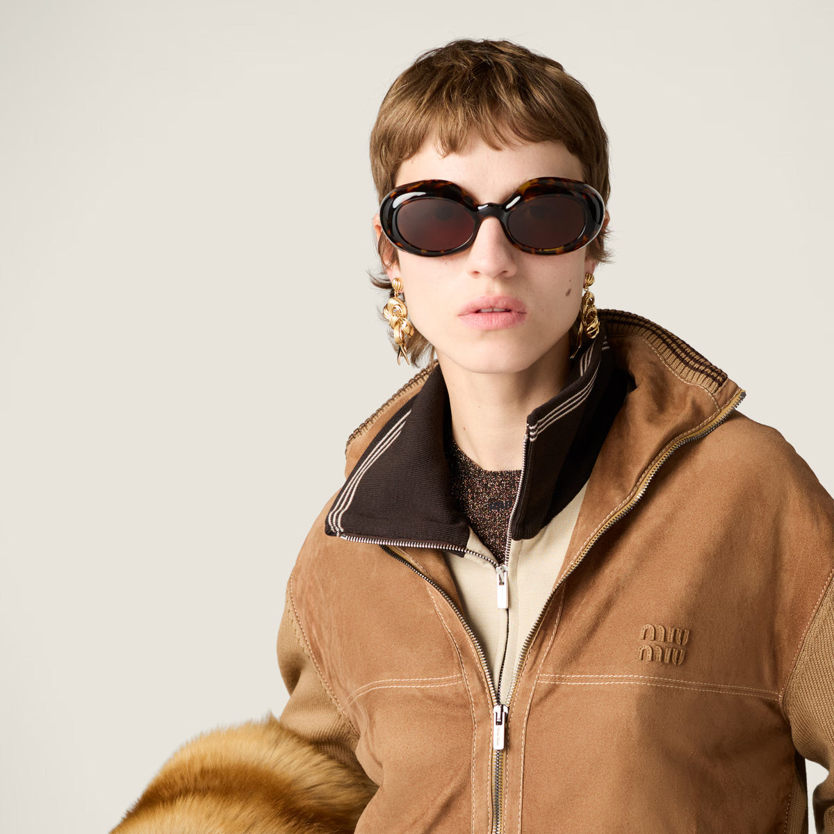 Miu Miu Women Rêverie Cat-Eye Honey Tortoiseshell/ Tamarind  Sunglasses
