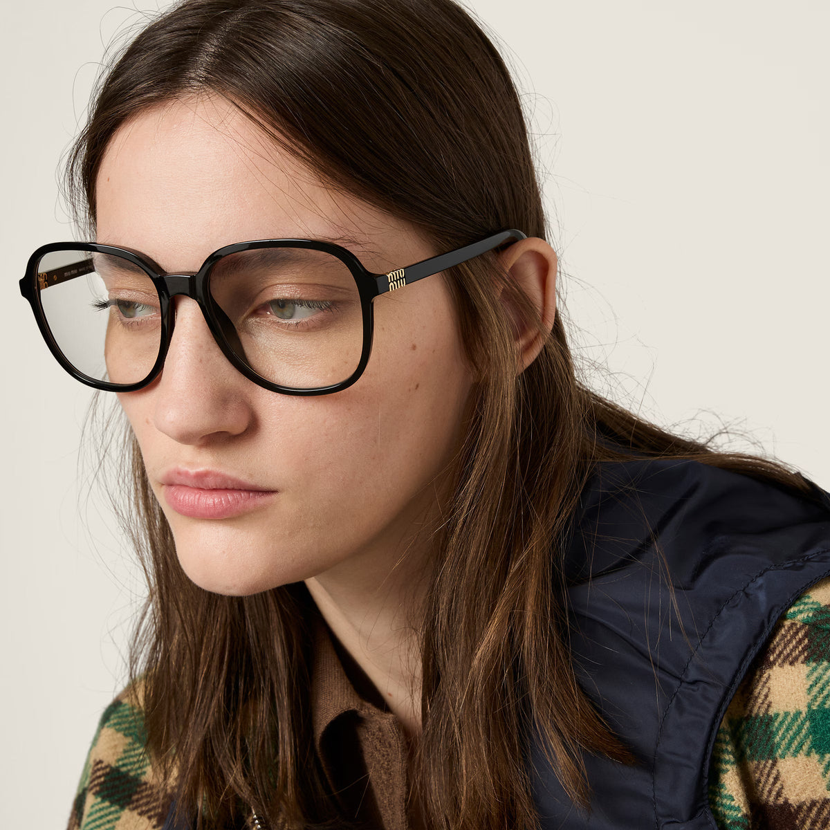 Miu Miu Regard MU B01S Women Oversized Pillow Black / Blue-Ray Transparent Sunglasses