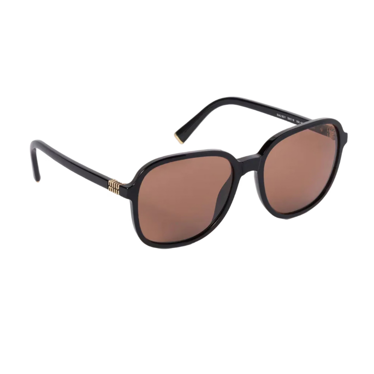 Miu Miu Regard MU B01S Women Oversized Pillow Black / Chocolate Brown Sunglasses
